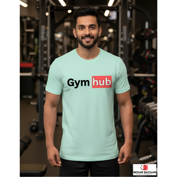 Gym Hub Printed Graphic Tshirt | Best Quality with 180 GSM Cotton | Refreshing Seafoam