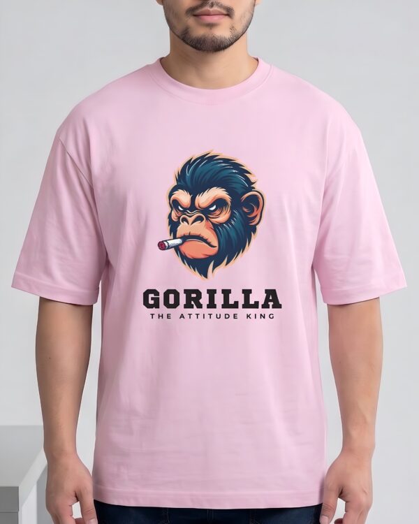 Unisex Gorilla Graphic Oversized T-Shirt – Light Baby Pink